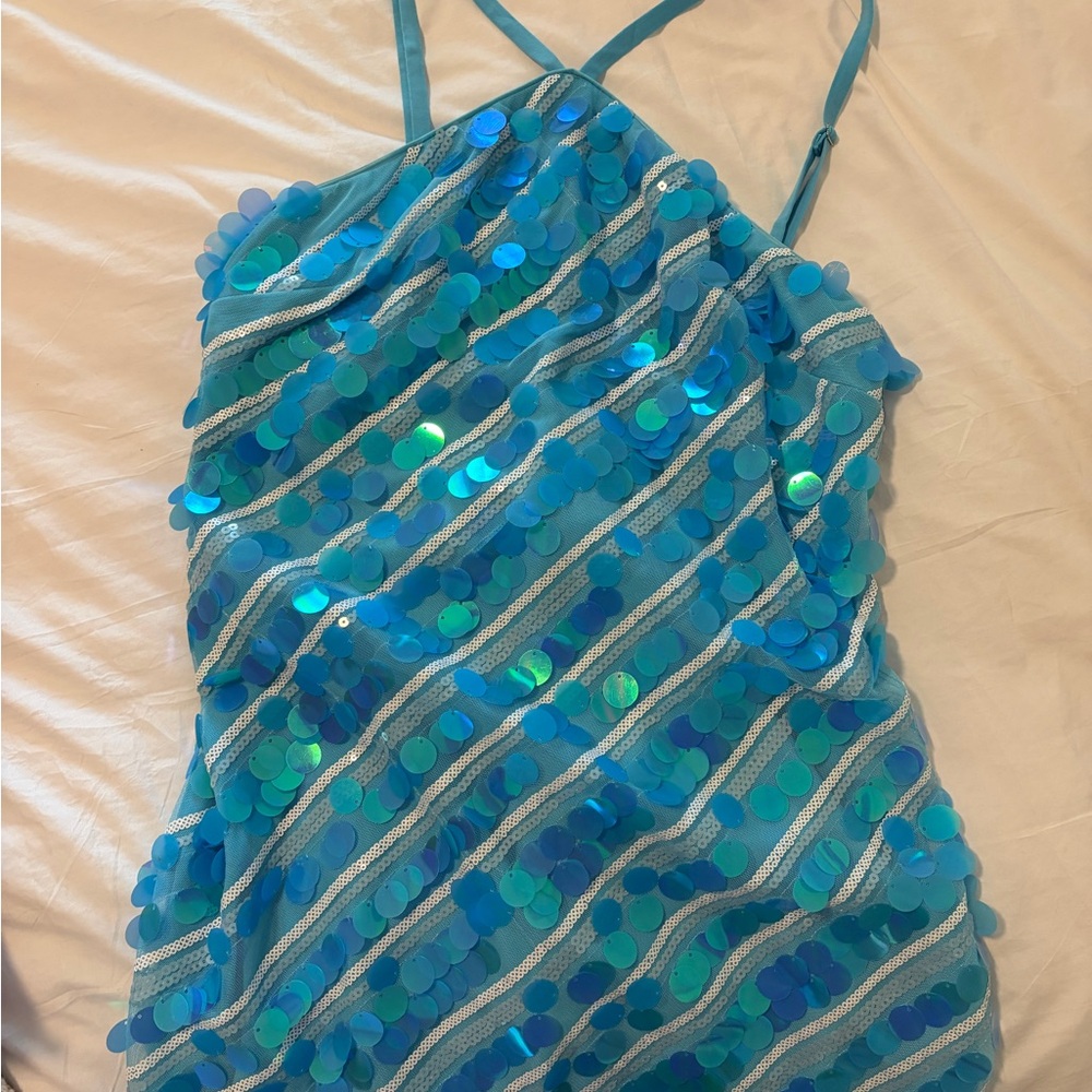 Dress the Population Turquoise Sequin Mini Dress